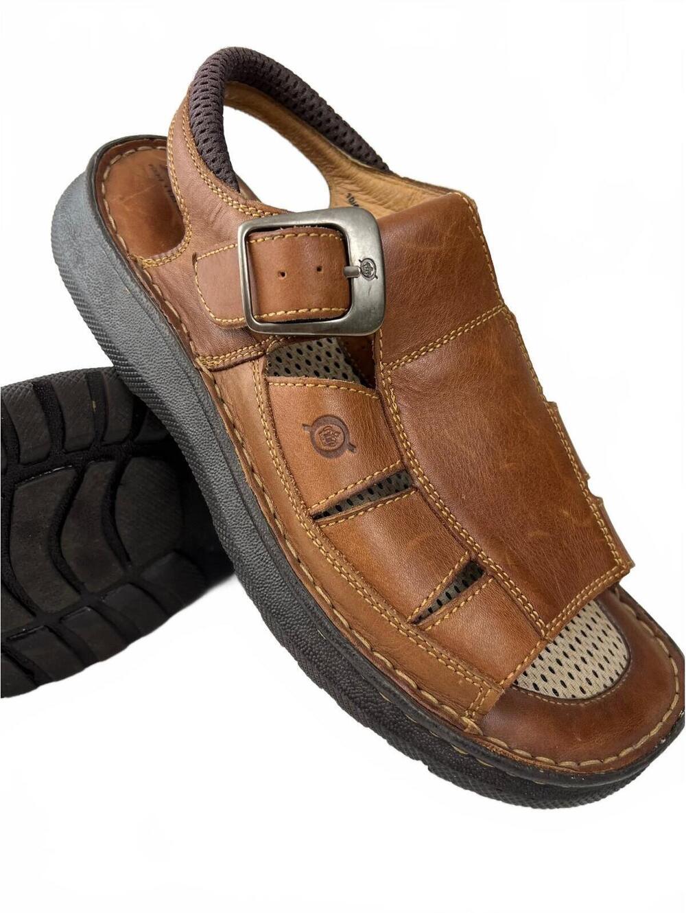 Born Men's Brown Leather Fisherman Sandals Comfort Slingback Buckle Size 10